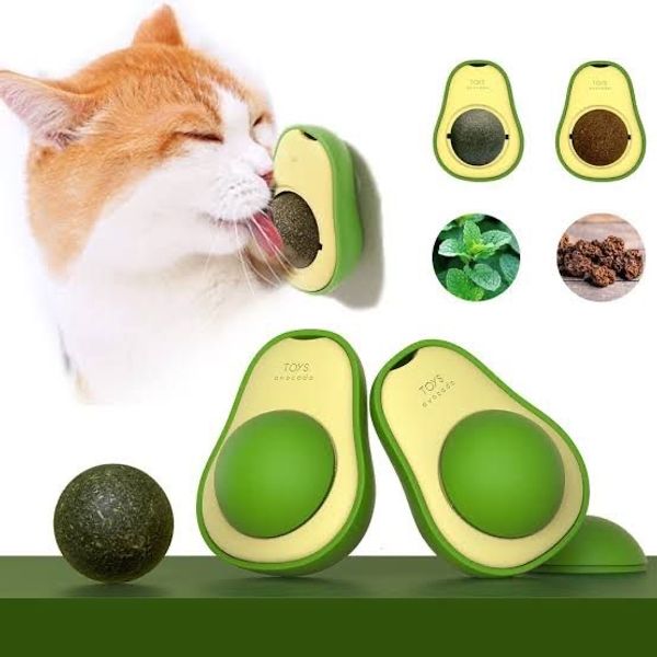 Wall Mounted Healthy Cat Licking Catnip Toy Avocado