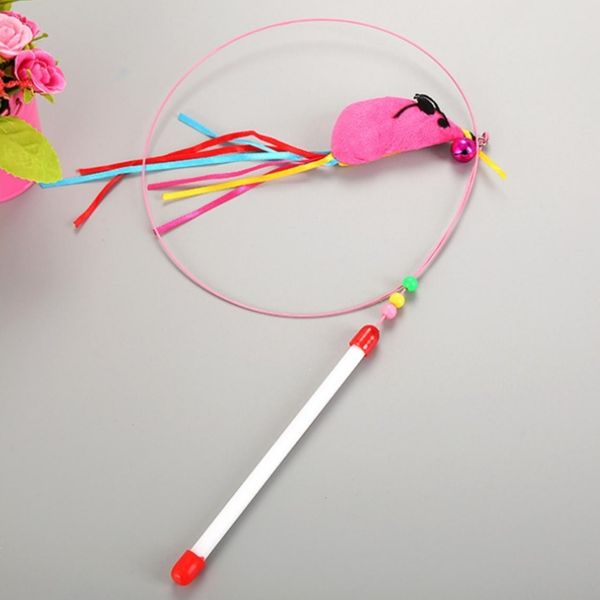 Plastic Stick Teaser Toy With Mouse