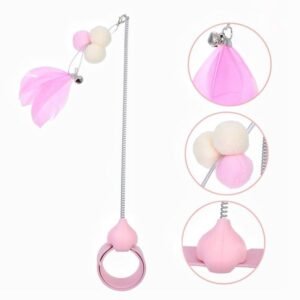 Spring Feather Teaser Toy With Coller