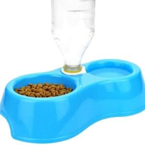 Double Plastic Food Bowls With Bottle Fitting