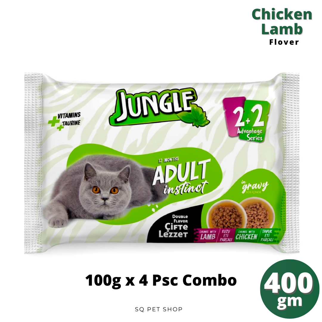 Jungle Adult Pouch Chicken & Lamb 4 Psc Combo 400gm