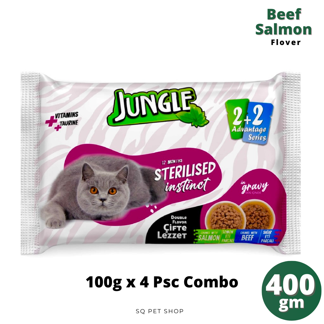 Jungle Adult Pouch Beef & Salmon 4 Psc Combo 400gm